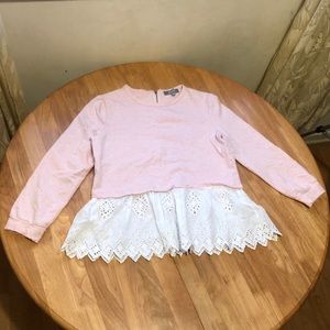 Marled Reunited Clothing Pink Lace Sweater